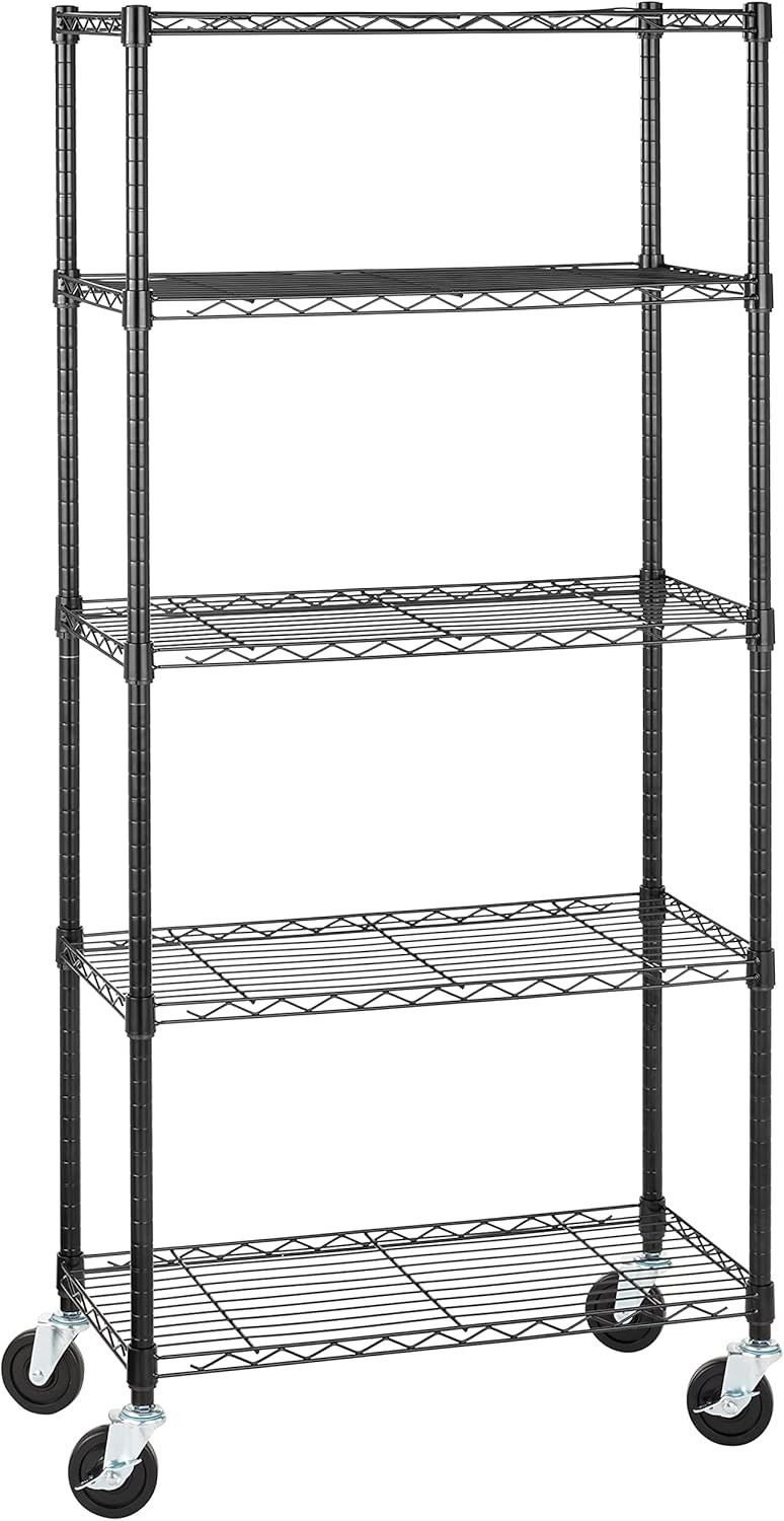4-Shelf Adjustable Heavy Duty Storage Shelving Unit W/ Wheels Easy Assembly