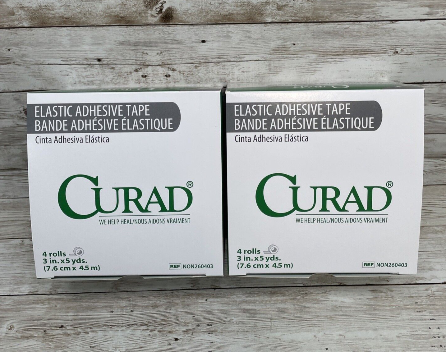 Lot of 2 Curad Elastic Adhesive Tape - 3" x 5 yd - White - 8 Rolls NON260403