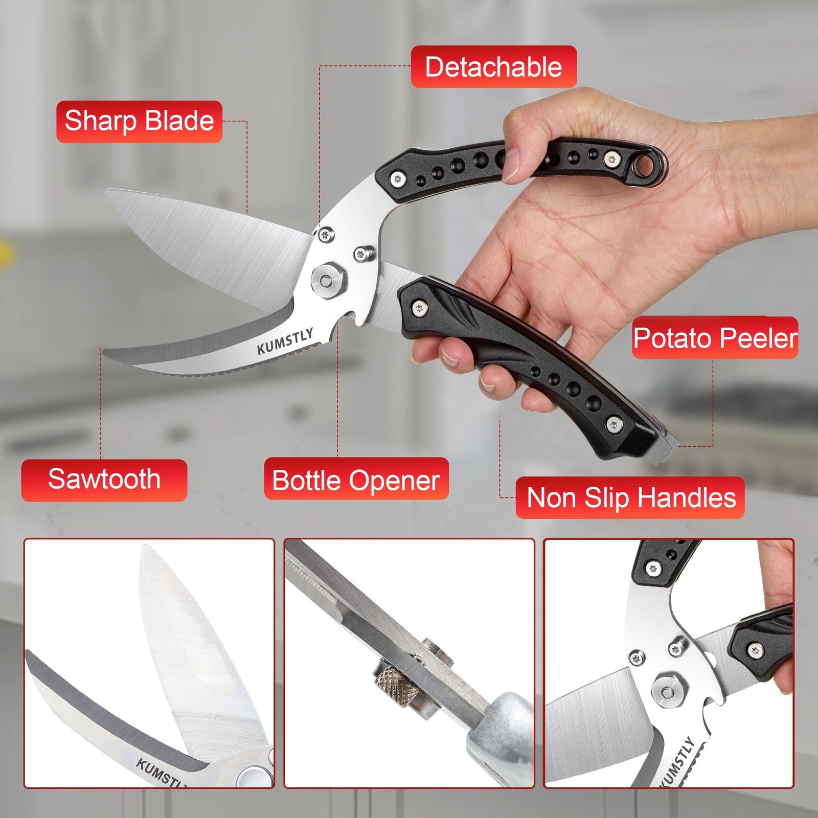Kitchen Scissors All Purpose Kitchen Shears Heavy Duty for Cutting Chicken, T...