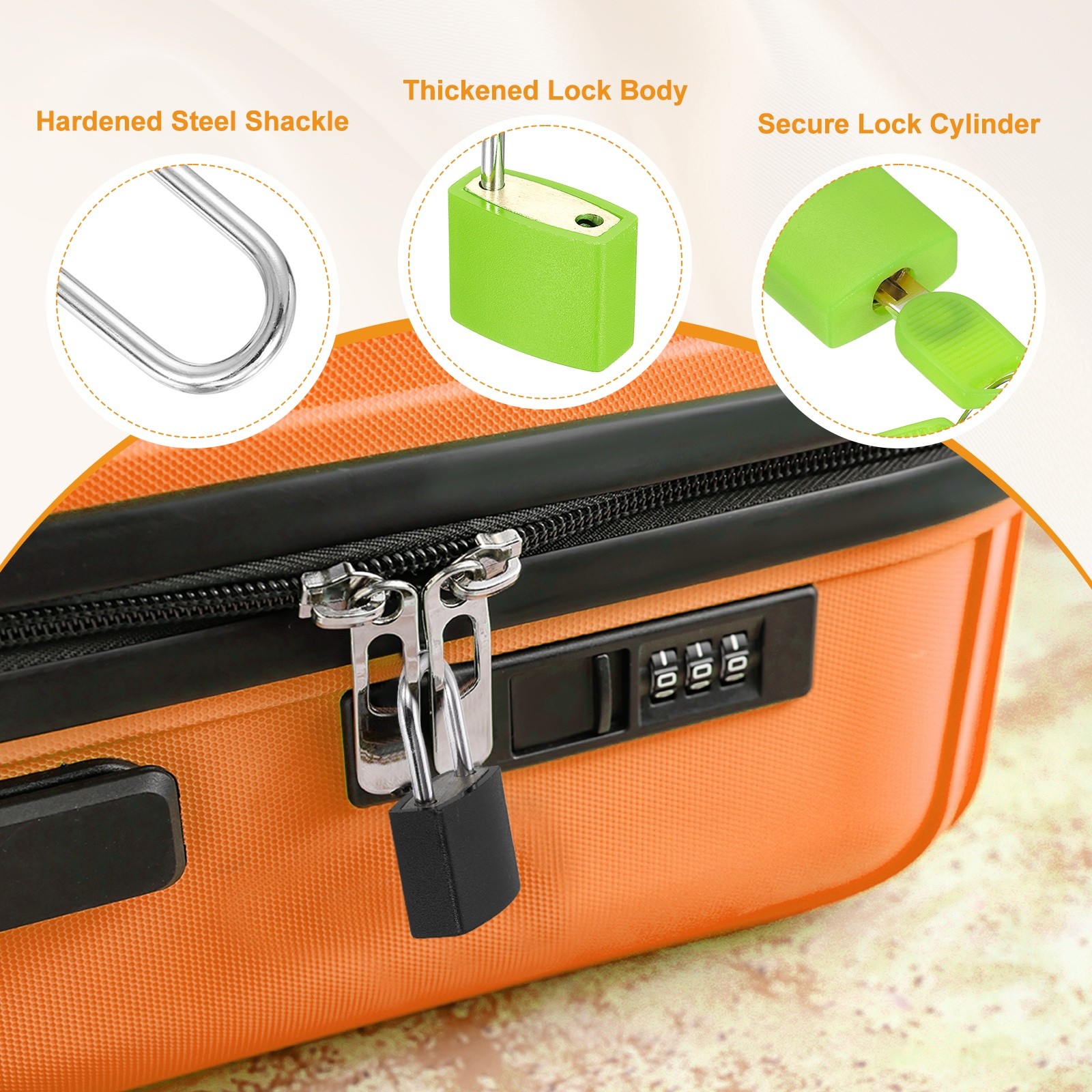 3 Pcs Padlock with Keys Shackle Waterproof Keyed Locks Green