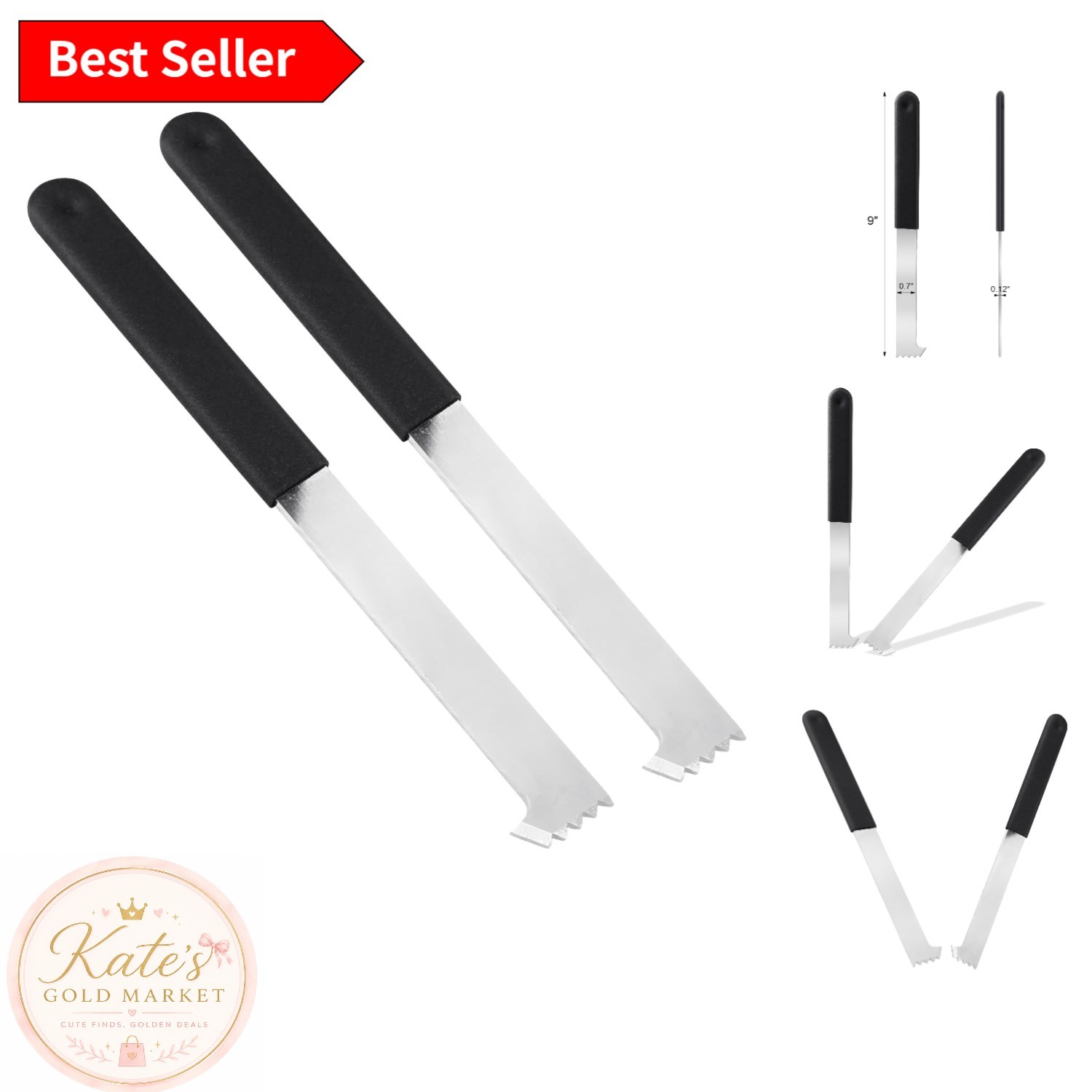 Ergonomic Paver Extractor Tools - 2 Piece Set with Robust Micro-Tooth Scraper