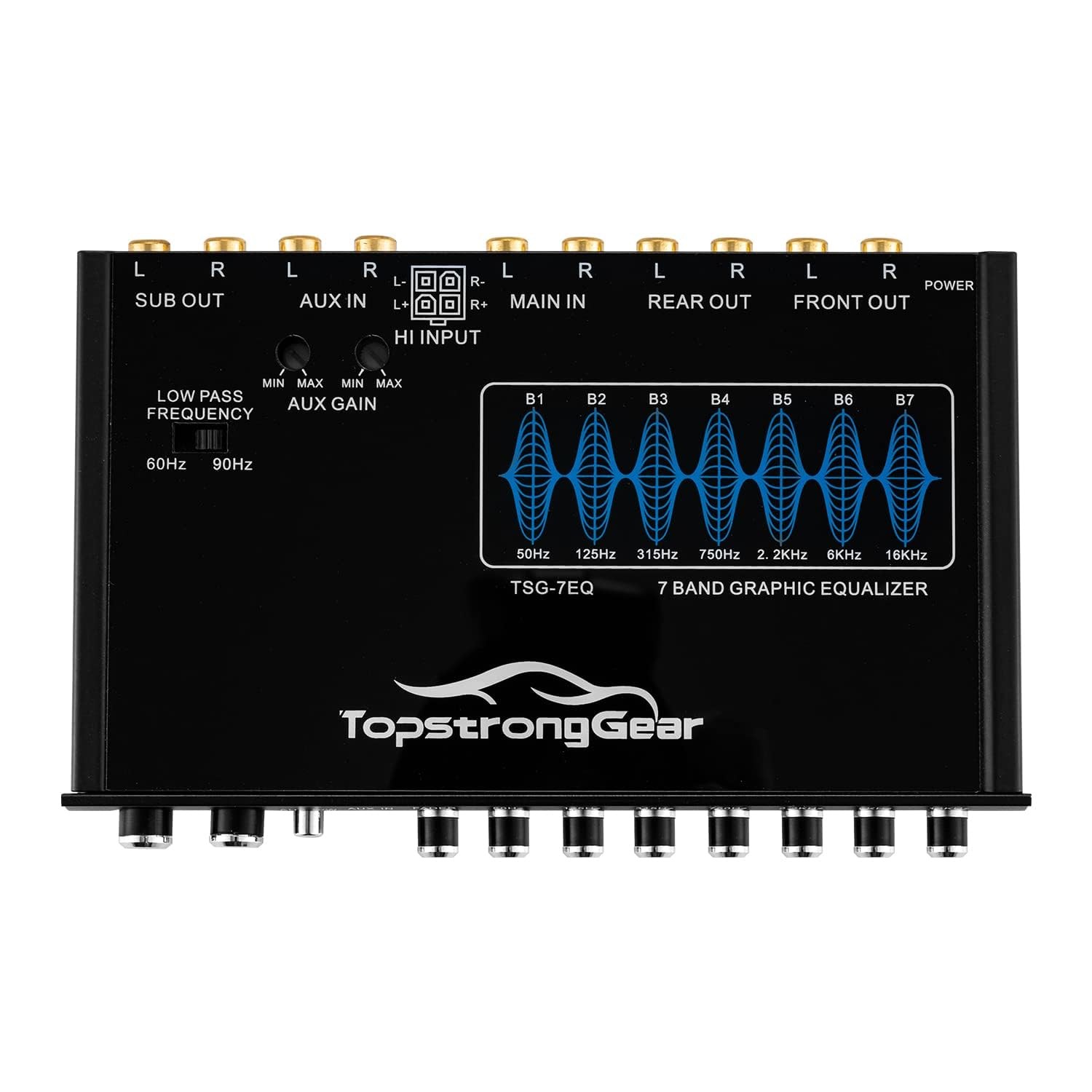 TOPSTRONGGEAR TSG7EQ 7-Band Car Audio Graphic Equalizer with Front Black