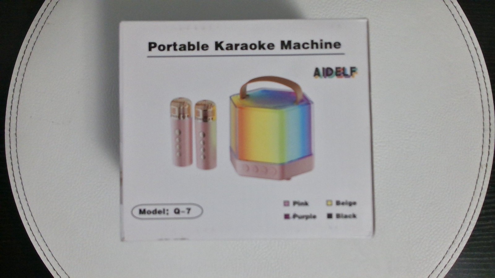 Aidelf Portable Pink Karaoke Machine Model Q7 with 2 Microphones Bluetooth