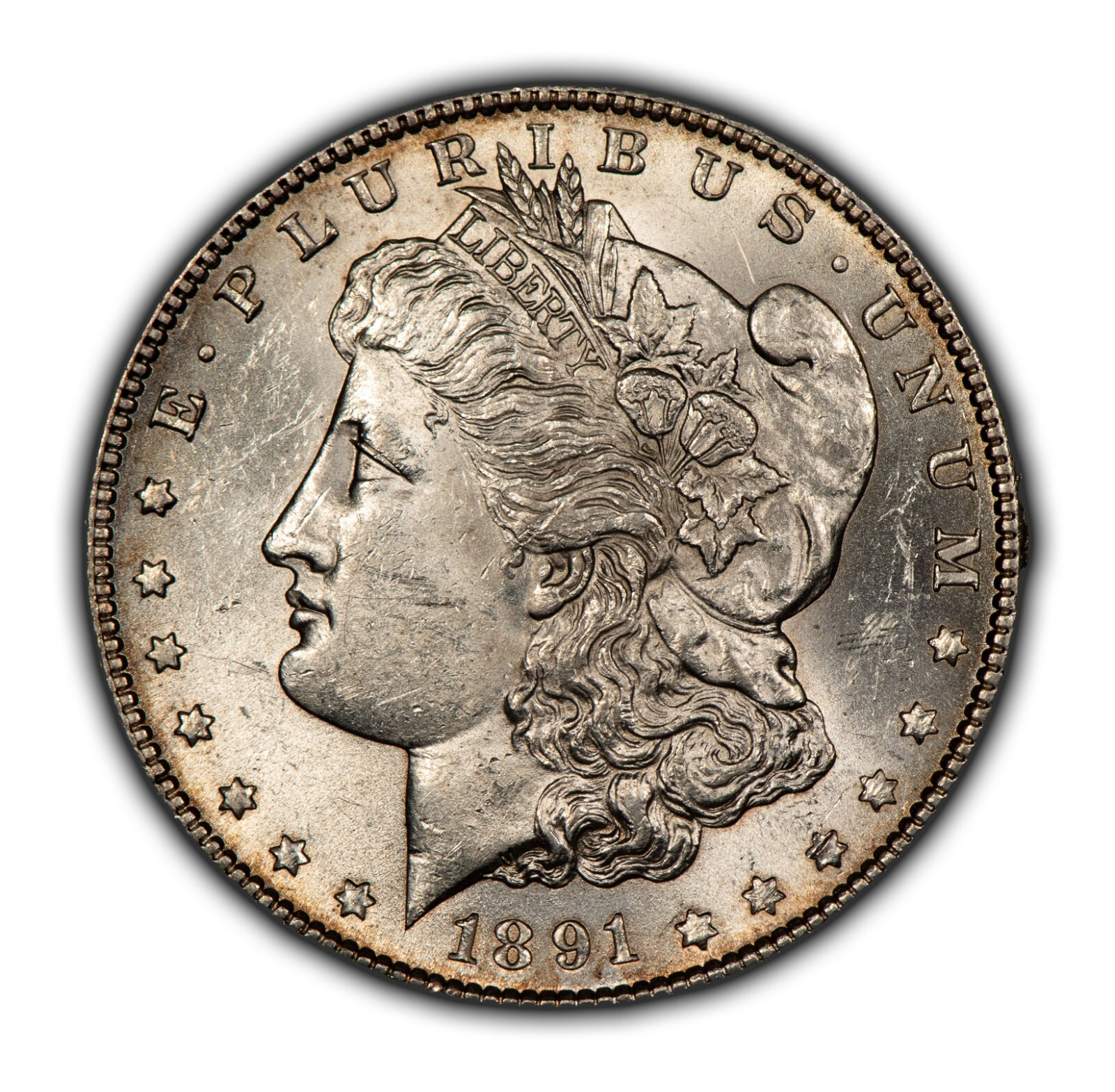 1891-S $1 Morgan Silver Dollar - Strong Full Luster -  BU Semi Key Date - B3787
