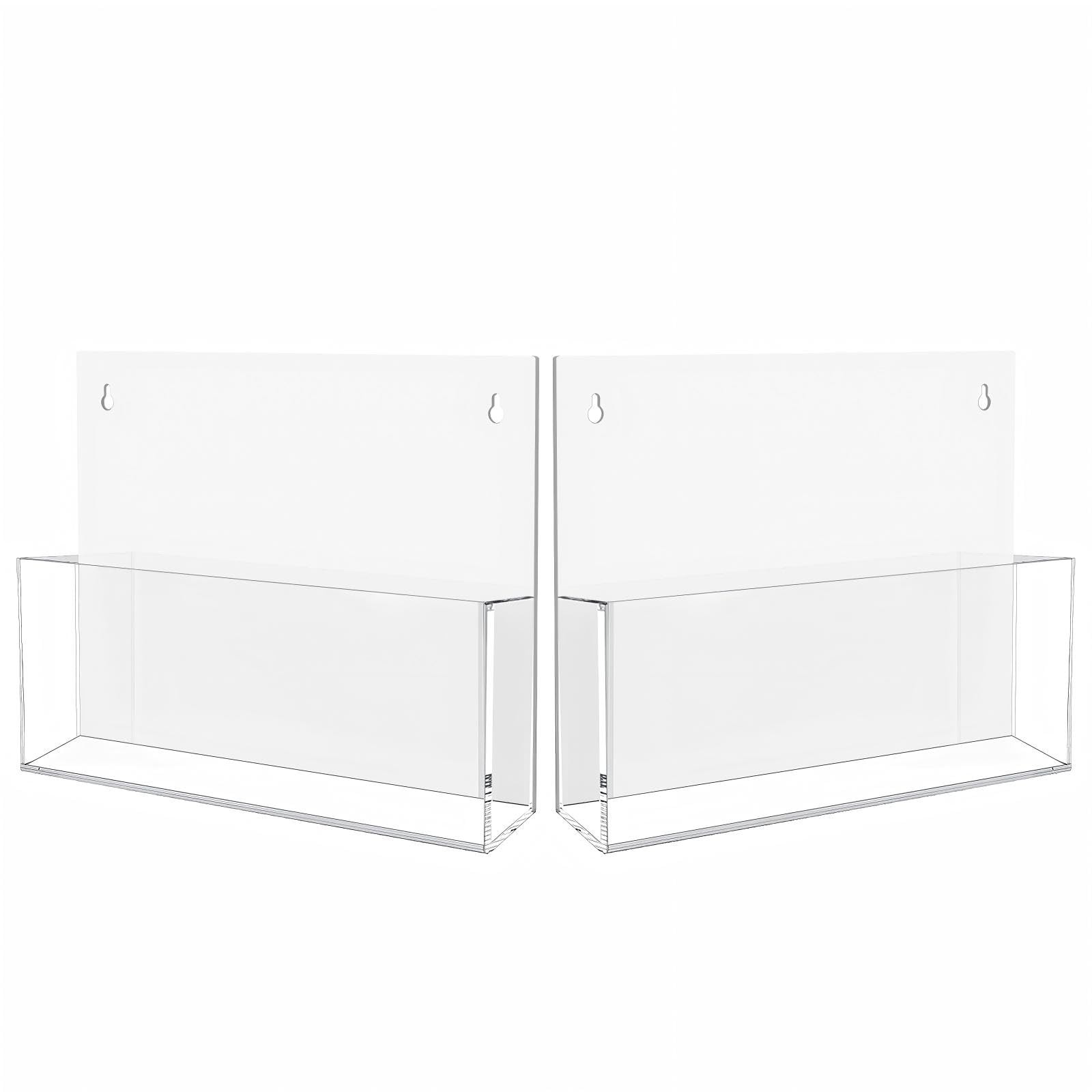 2 PCS Clear Acrylic Legal Size Self Adhesive Wall Mount Pocket File Holder