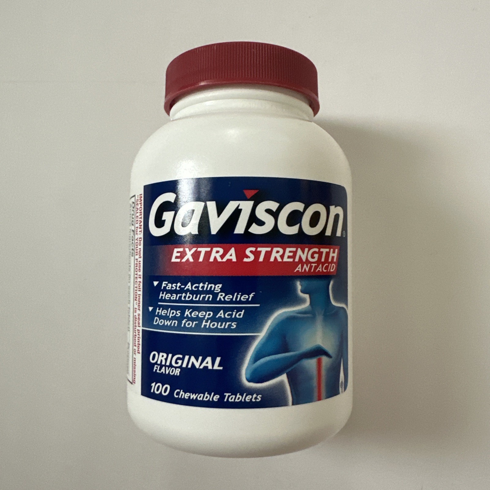 (1) Gaviscon Extra Strength Chewable Antacid Tablets 100 Count Exp. 08/28