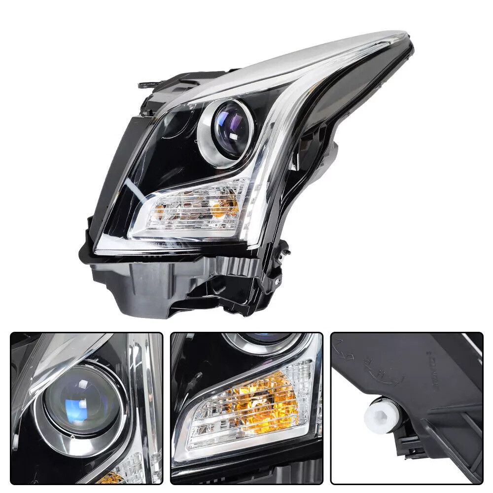 Left Side For 2013-2018 Cadillac ATS Halogen Headlight Chrome Housing with Bulb