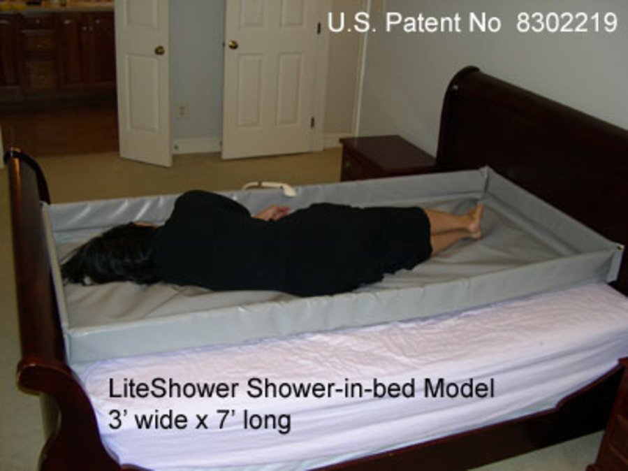 LiteShower™ Shower-in-bed Model - Taking real shower bath in bed