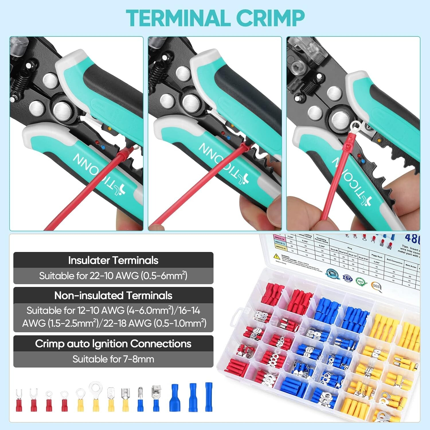 Automatic Wire Stripper Tool, 3 in 1 Wire Cutters Crimper Pliers Electrician Too