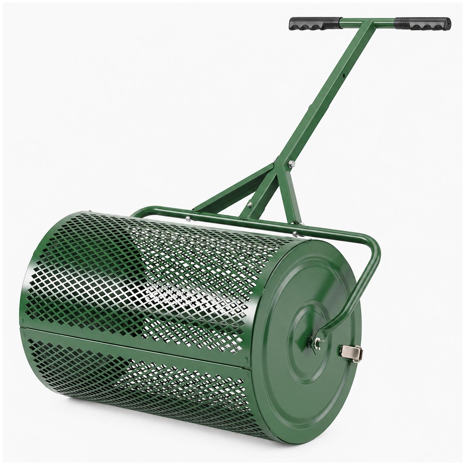 24" Peat Moss Spreader Heavy Duty Compost Roller Adjustable T Handle Lawn