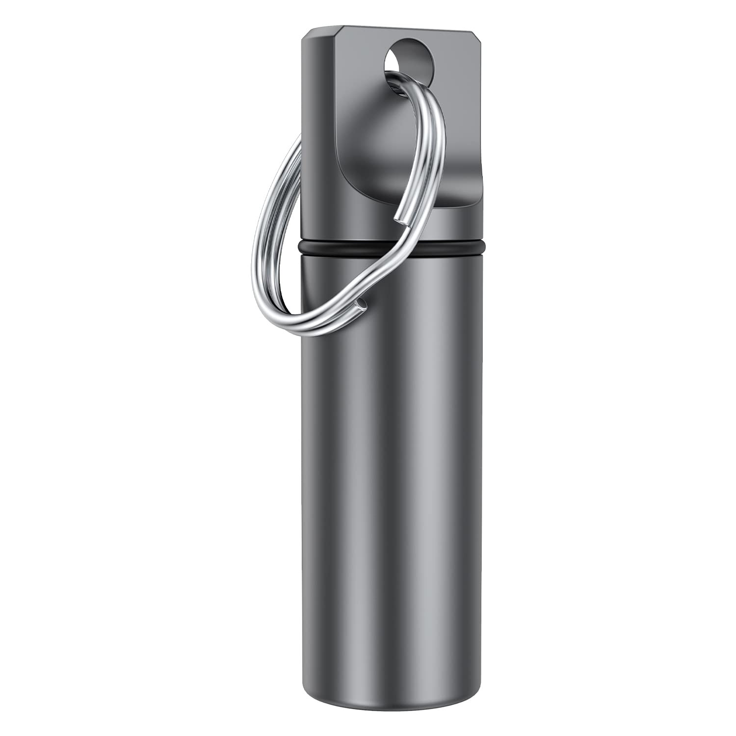 Small Pocket Pill Box Keychain, Aluminium Alloy Portable Mini Pack of 1, Grey