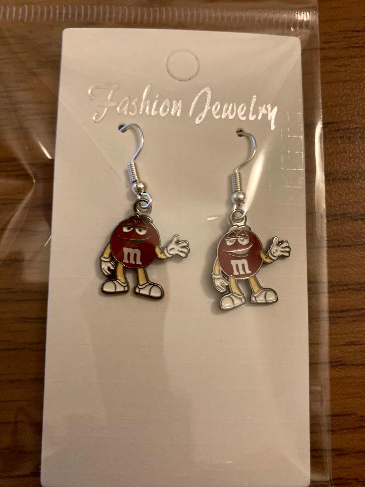 m&m's RED m&m Character with .925 Sterling Silver Hooks Earrings NEW