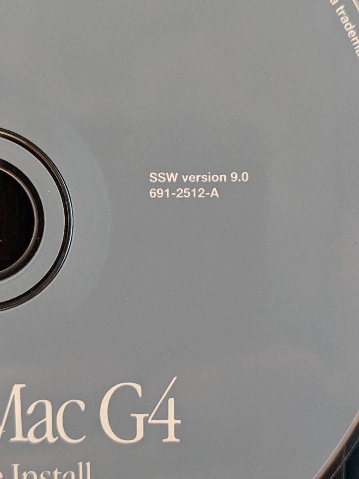 Apple Power Mac G4 Software Install DVD 1999: SSW Version 9.0 / 691-2512-A
