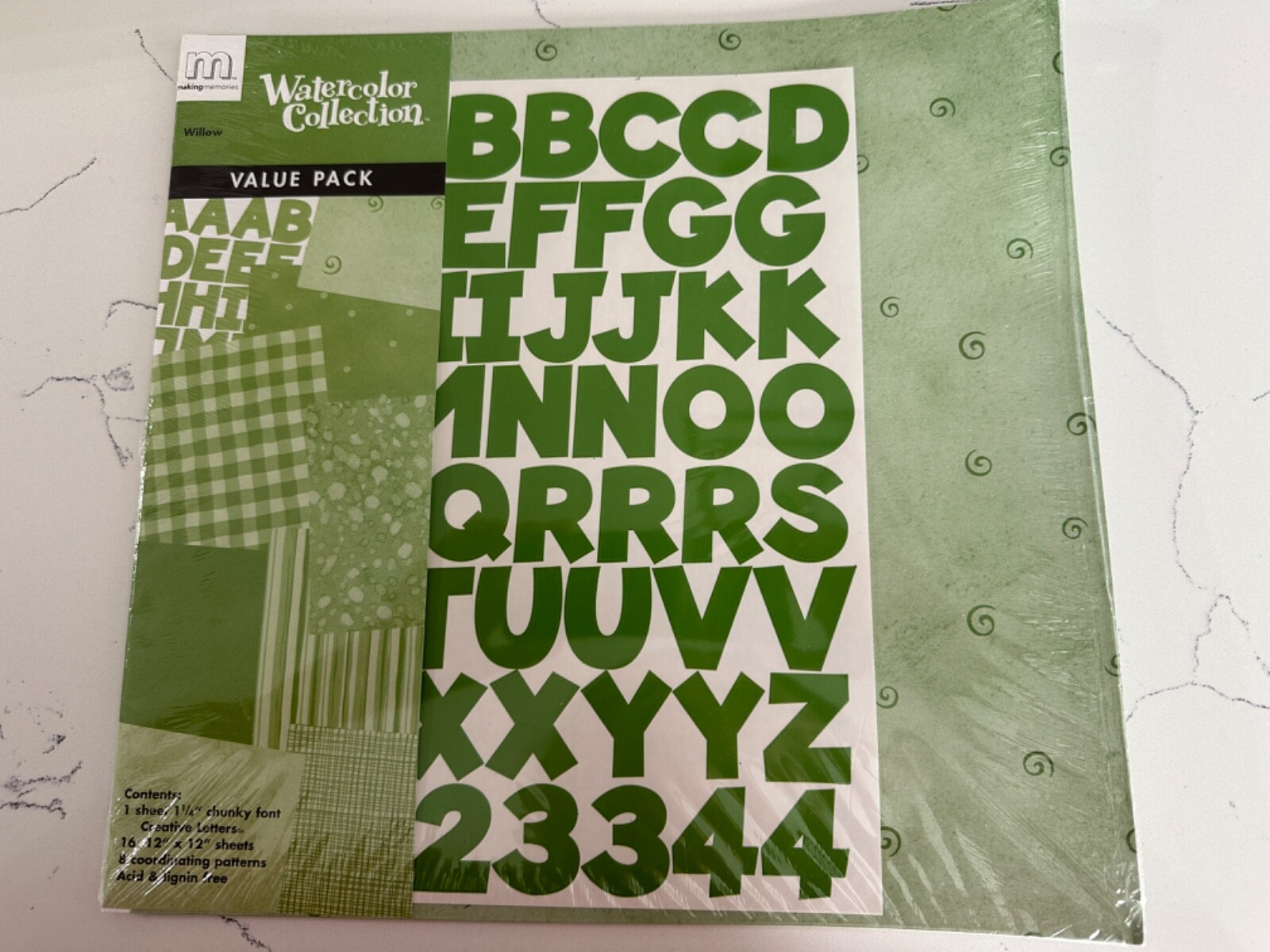 Making Memories Watercolor Collection Willow Value Pack Letters Sheets Patterns