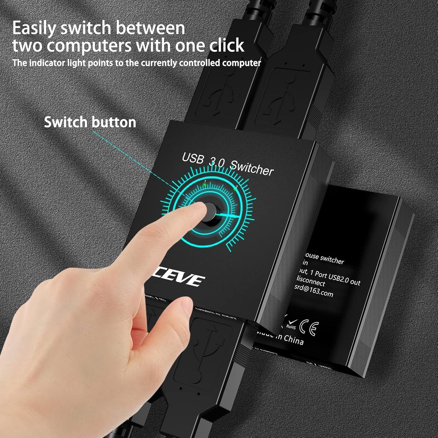 USB 3.0 Switch 2 in 2 Out for 2 Computers - Share Printer, Scanner, Mouse