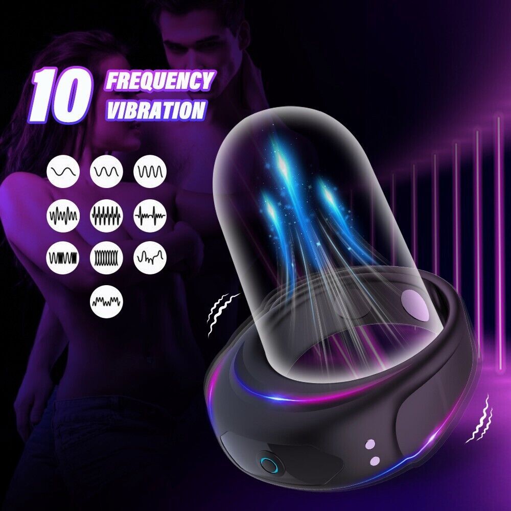 Rechargeable 10 Speed Electric Ring Penis Enhancer Delay Time for Male Couples