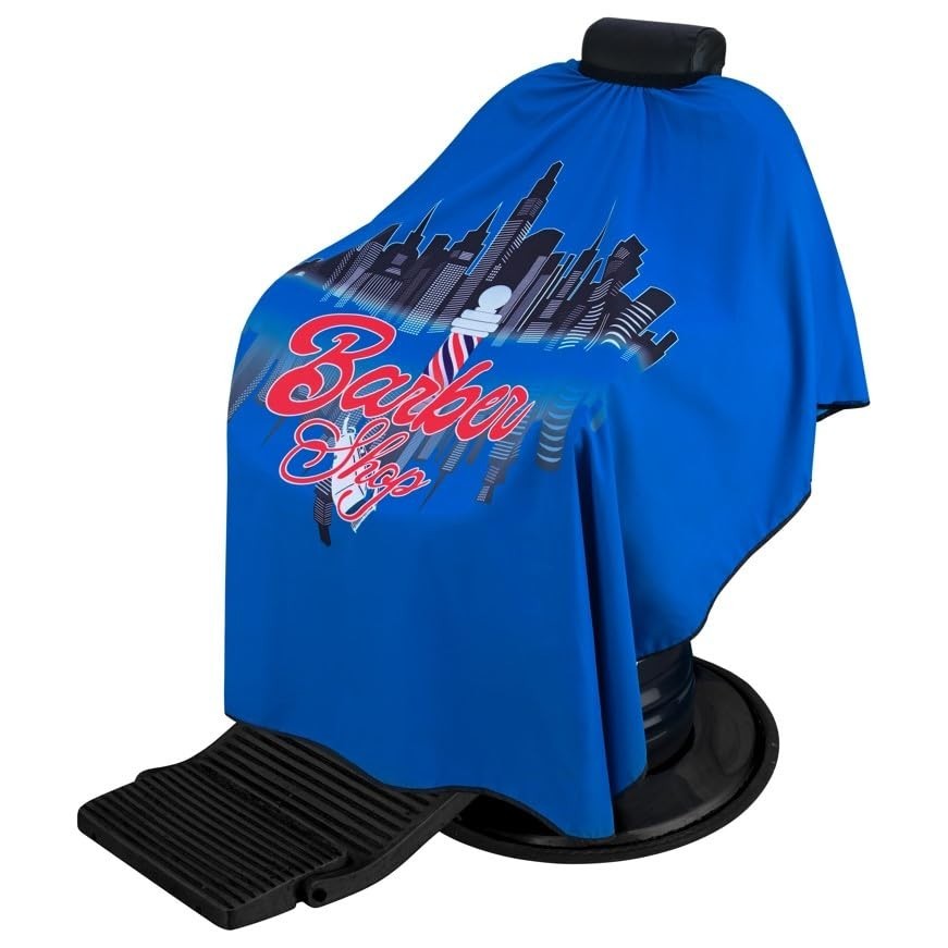 Regale Stylish City Cape With Barber Shop Lettering and Classic Barber Pole