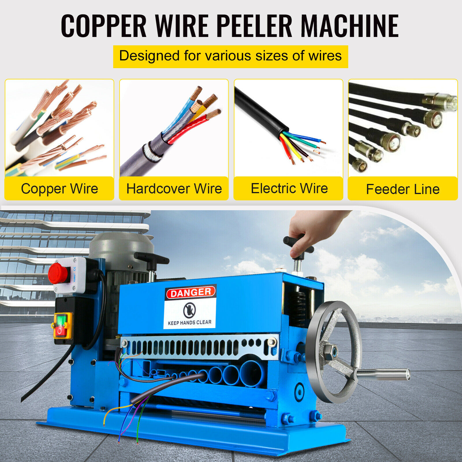 10 Blades Electric Wire Stripping Machine Copper Recycle 1.5~38mm Cable Stripper