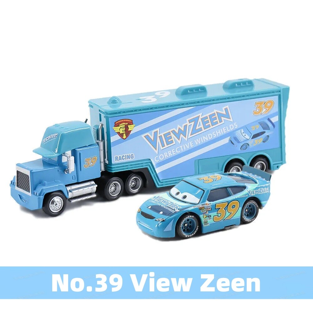 1-2Pc Disney Pixar Cars No.39 View Zeen Hauler Truck Diecast Model Toy Xmas Gift