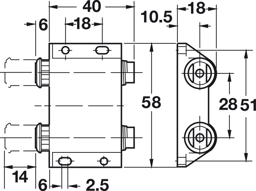 Hafele 245.80.320 Black Magnetic Pressure Push Latch, Double, 0.5 kg Pull