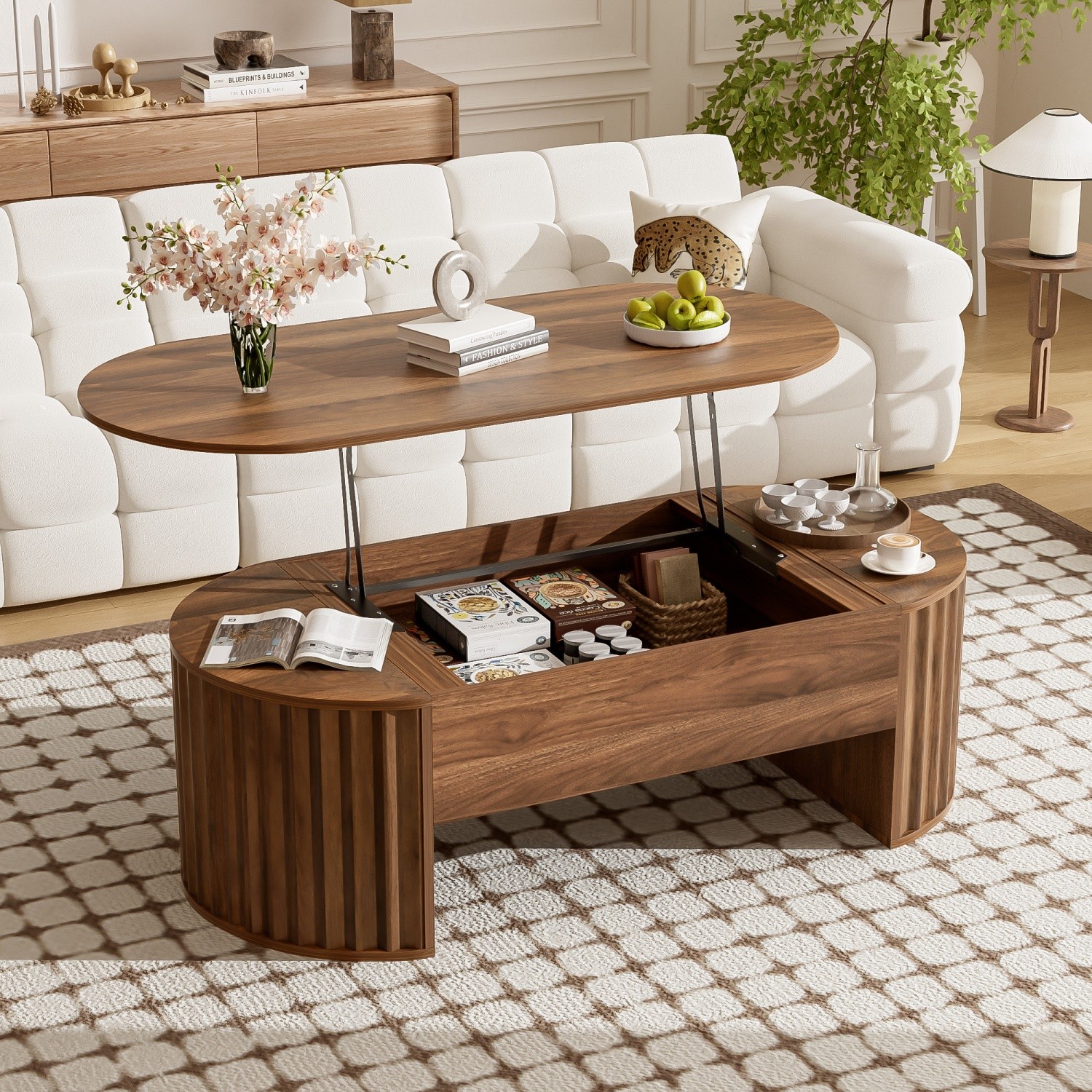Modern Lift Top Coffee Table Center Cocktail Table with Storage for Living Room