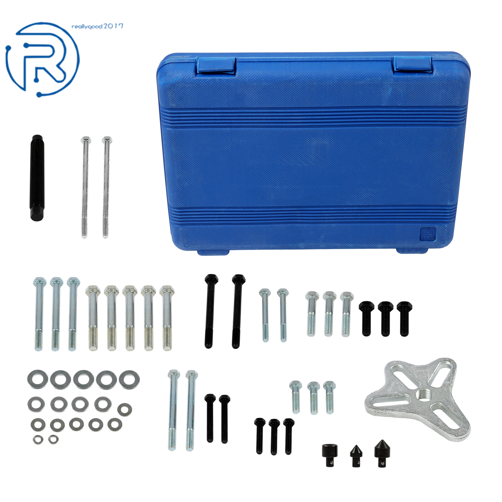 46 Pcs Automotve Harmonic Balancer Gear Puller Steering Wheel Kit W/Case