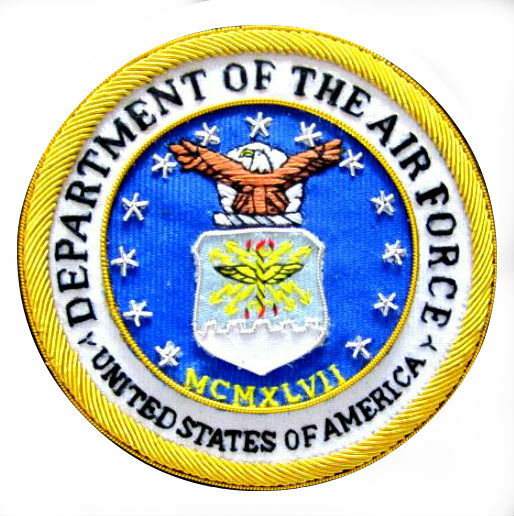 UNITED STATES DEPARTMENT OF AIR FORCE BULLION BADGE HAND EMBROIDERED CP BRAND