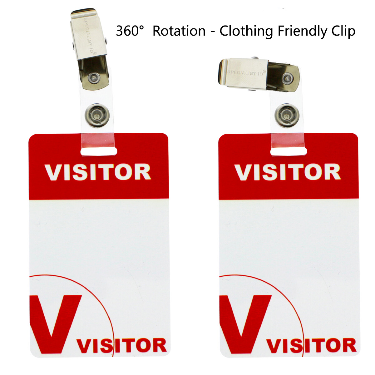 25 Pack - Heavy Duty Visitor Pass Badges with ID Clips - Reusable & Re-Writable