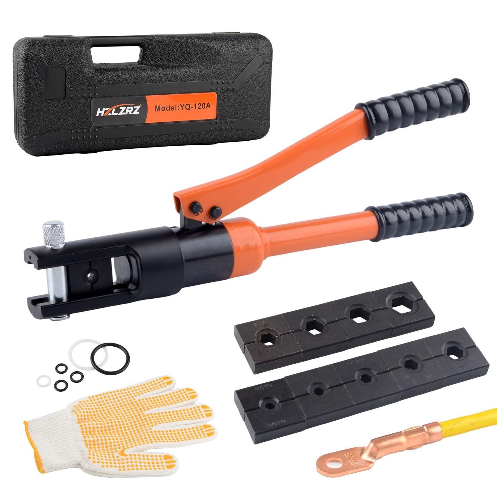 HZLZRZ Hydraulic Crimping Tool 12 Tons, Range 8AWG-4/0AWG(250MCM), Hydraulic