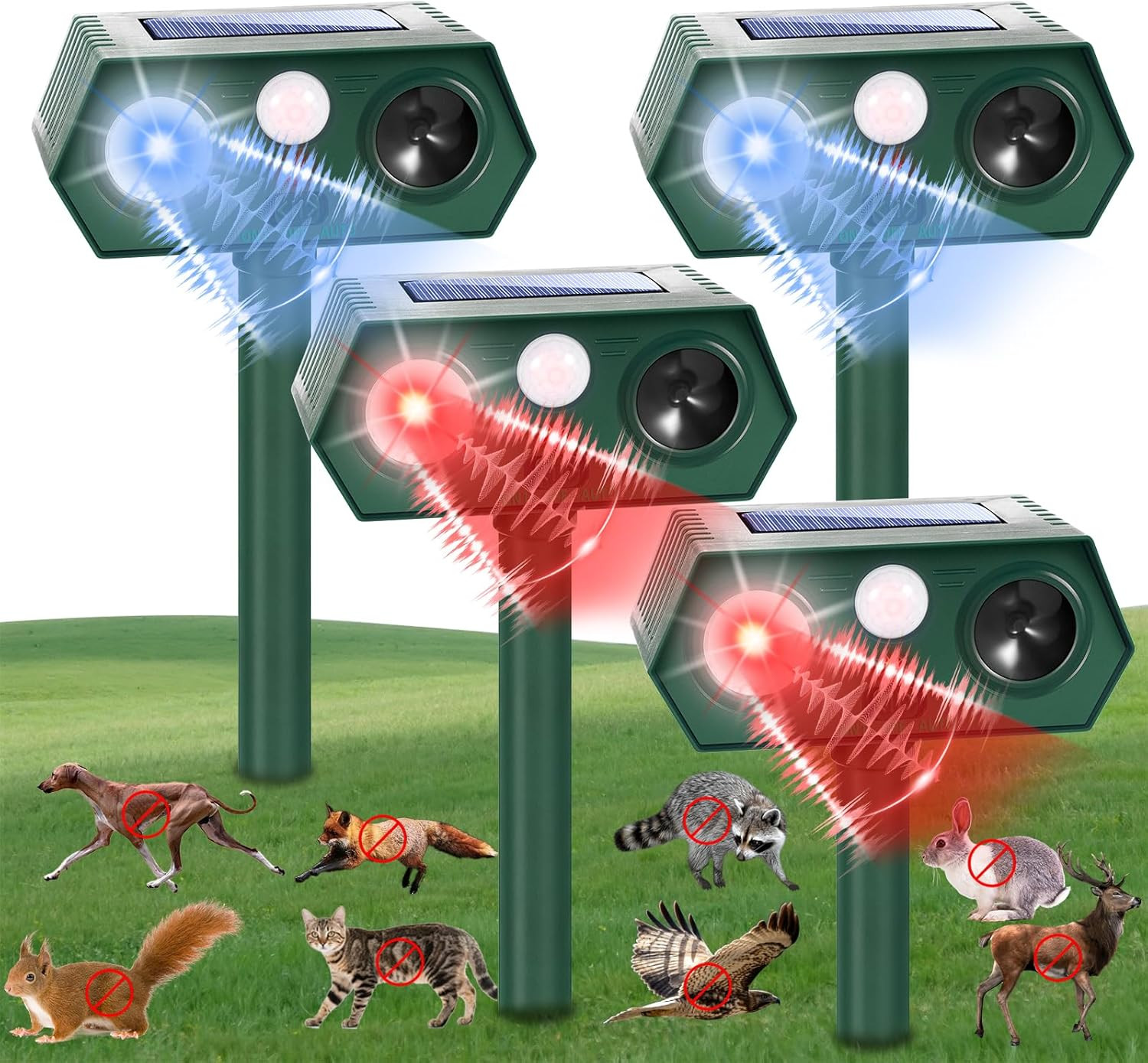 2026 Sonic Fortress Pro Deer Repellent Devices Solar Ultrasonic Animal Repellent