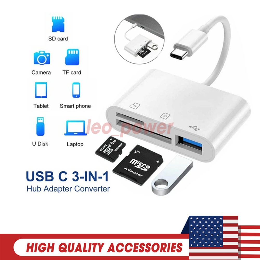 USB C 3 in 1 Hub Converter SD Card Reader  for MacBook Pro Laptop