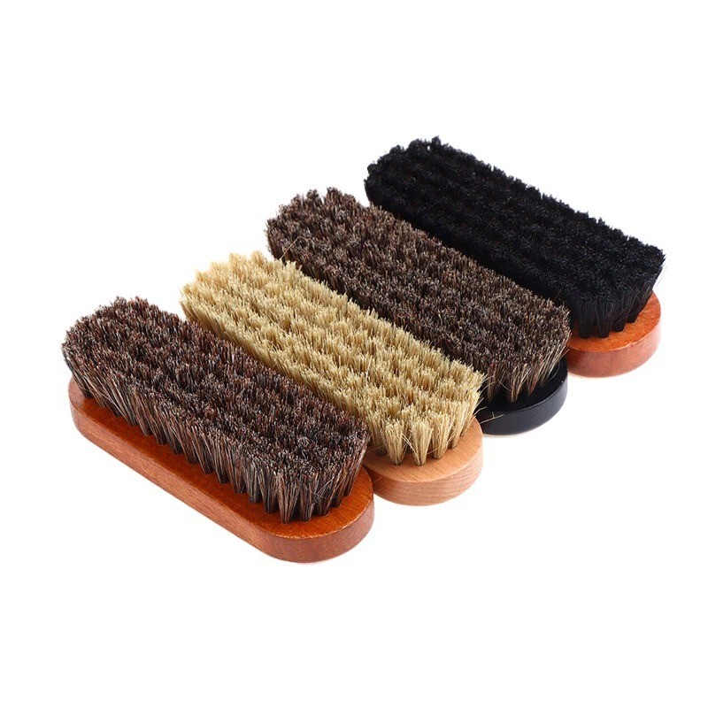 Horsehair Shoe Brush Wooden Handle Leather Shoe Cleaning Polishing Tool