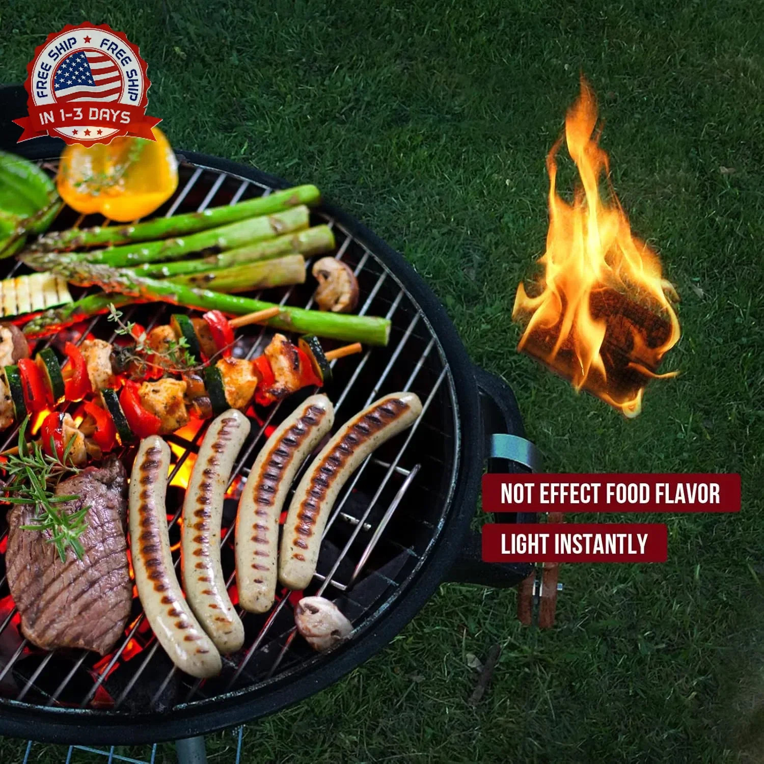 Fire Starter Squares 64 - Fire Starters for Fireplace,Chimney,BBQ Grill,Camping