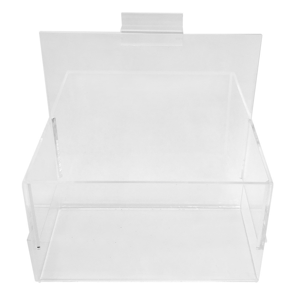7 Inch x 4 Inch x 7 Inch Crystal Clear Acrylic Lucite Slatwall Bin Holder