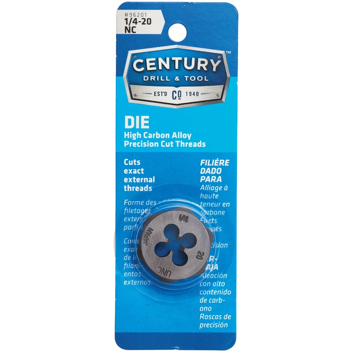 Drill & Tool 1/4-20  Coarse 1 In. Across Flats Fractional Hexagon Die  Drill &