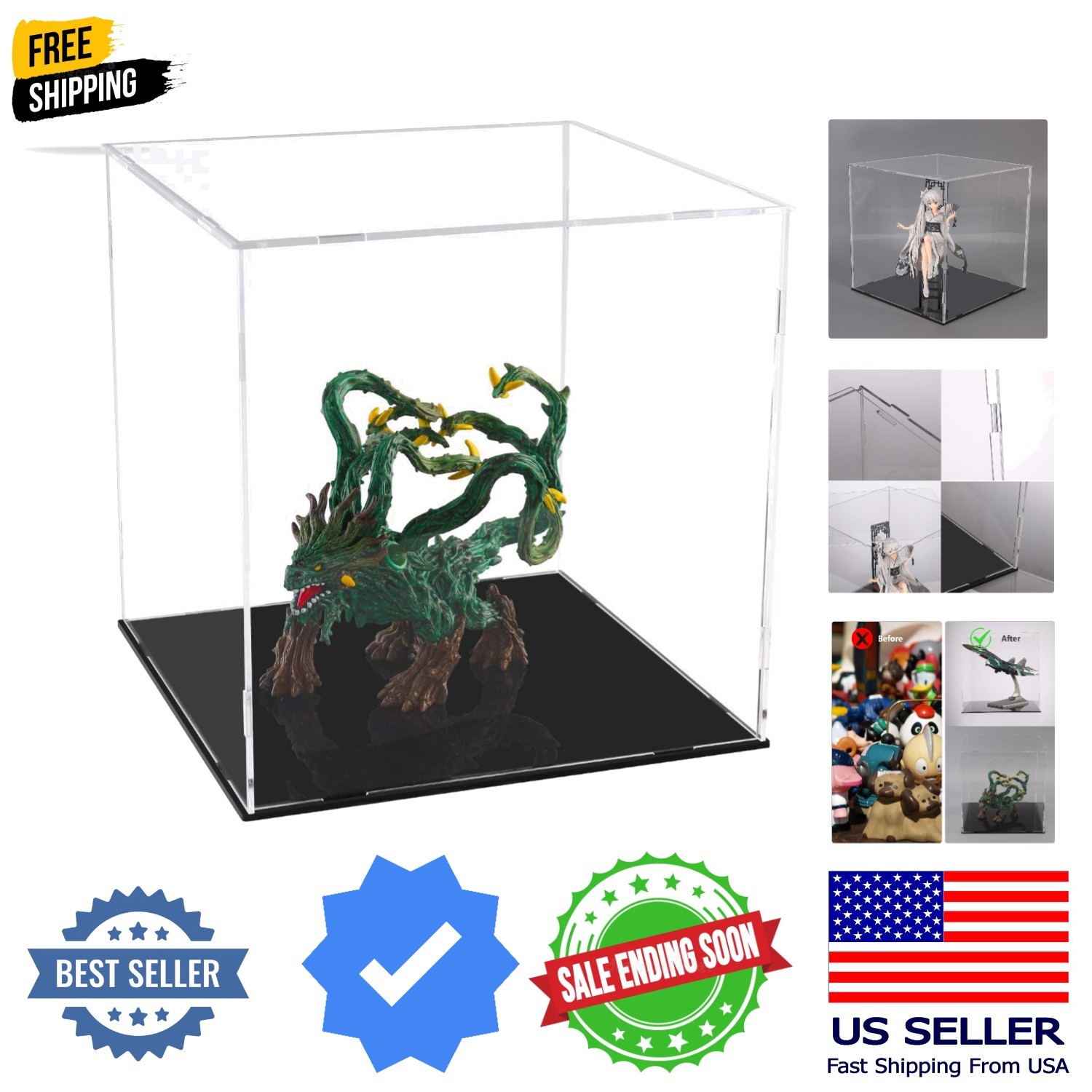 Clear Acrylic Display Case Assemble Collectibles Box Alternative Glass Case f...