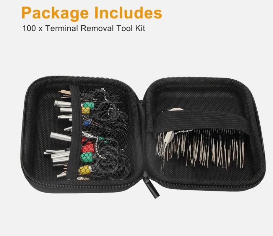 100PC Pin Ejector Wire Kit Extractor Auto Terminal Removal Connector Puller Tool