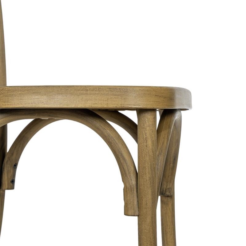 10 PACK Bistro Style Cross Back Restaurant Dining Chair in Resin Chestnut Finish