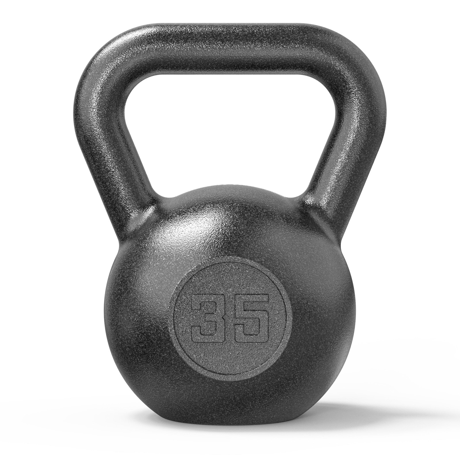 35lb Kettlebell Casting Iron Durable Black Hammertone Finish Black