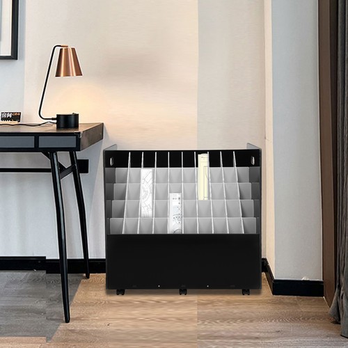 50-slot Blueprint Organizer, Roll File Storage Holder, Movable Roll File Cart