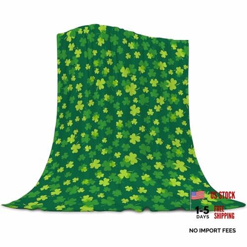 St Patricks Day Throw Blanket, Clovers and Shamrocks 50"x60" St.patrick Day-2