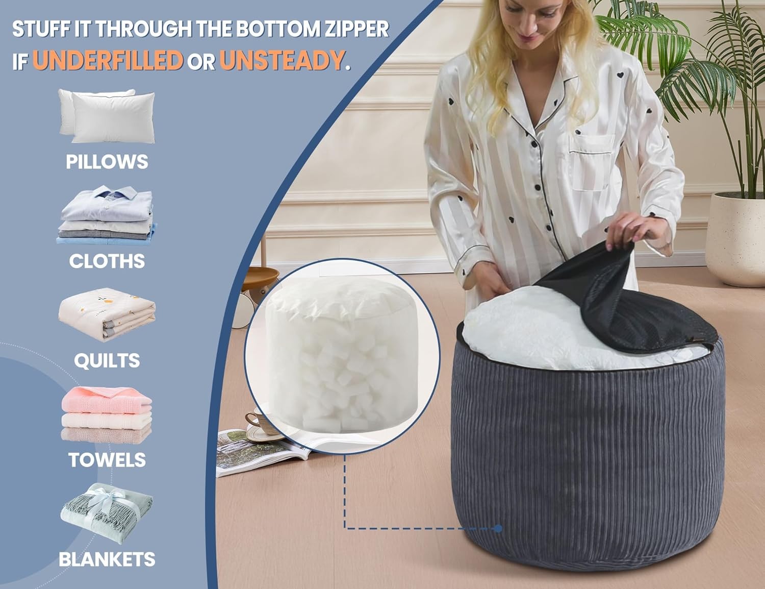 Pouf Ottoman Foot Stools Ottoman W/ Foam Small Corduroy Ottomans Living Room