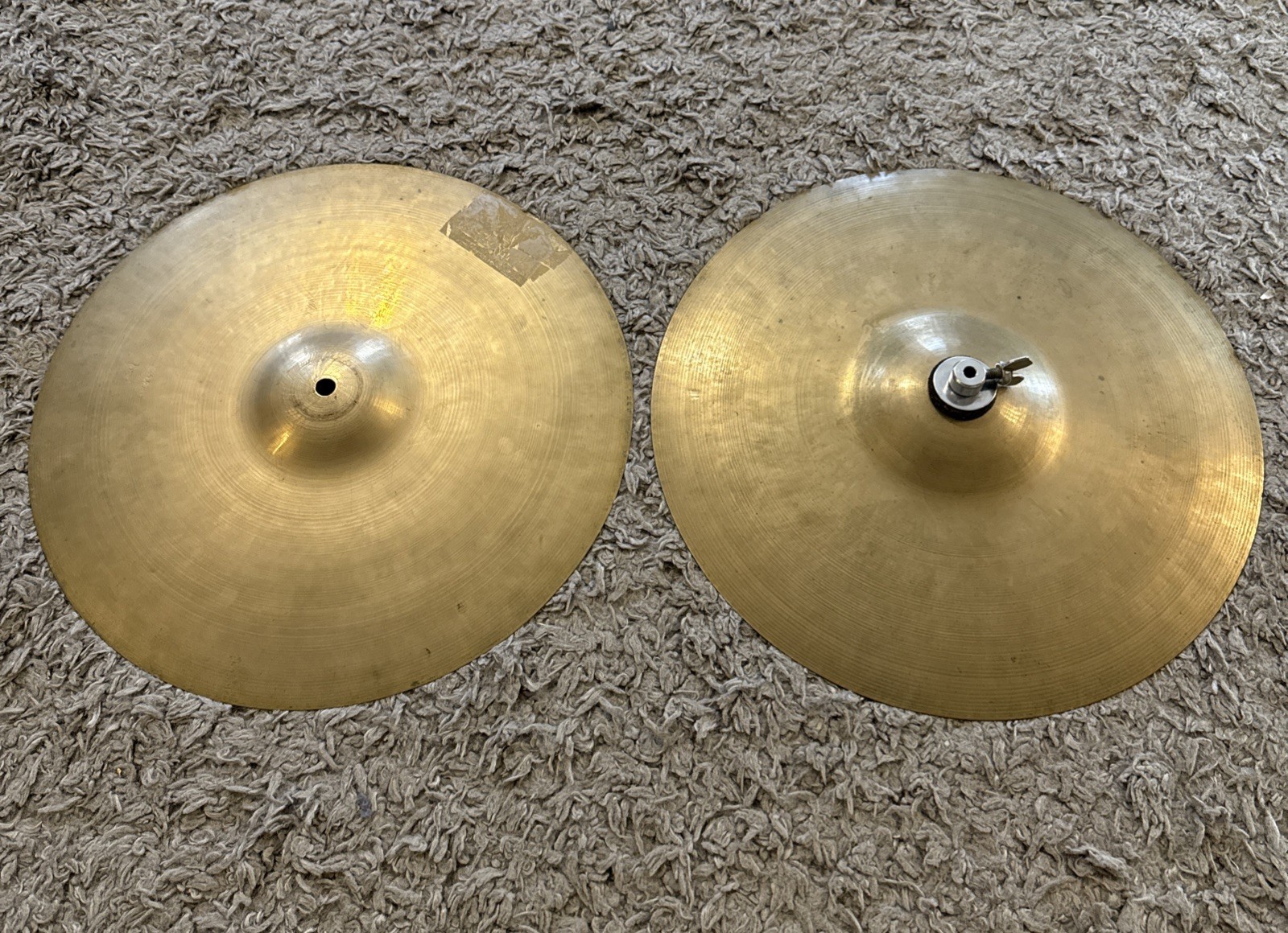 VIBRA ZANKI Zanchi 14" Hi-Hat Cymbal 60s 70s Vtg Pair Flaw Read Description