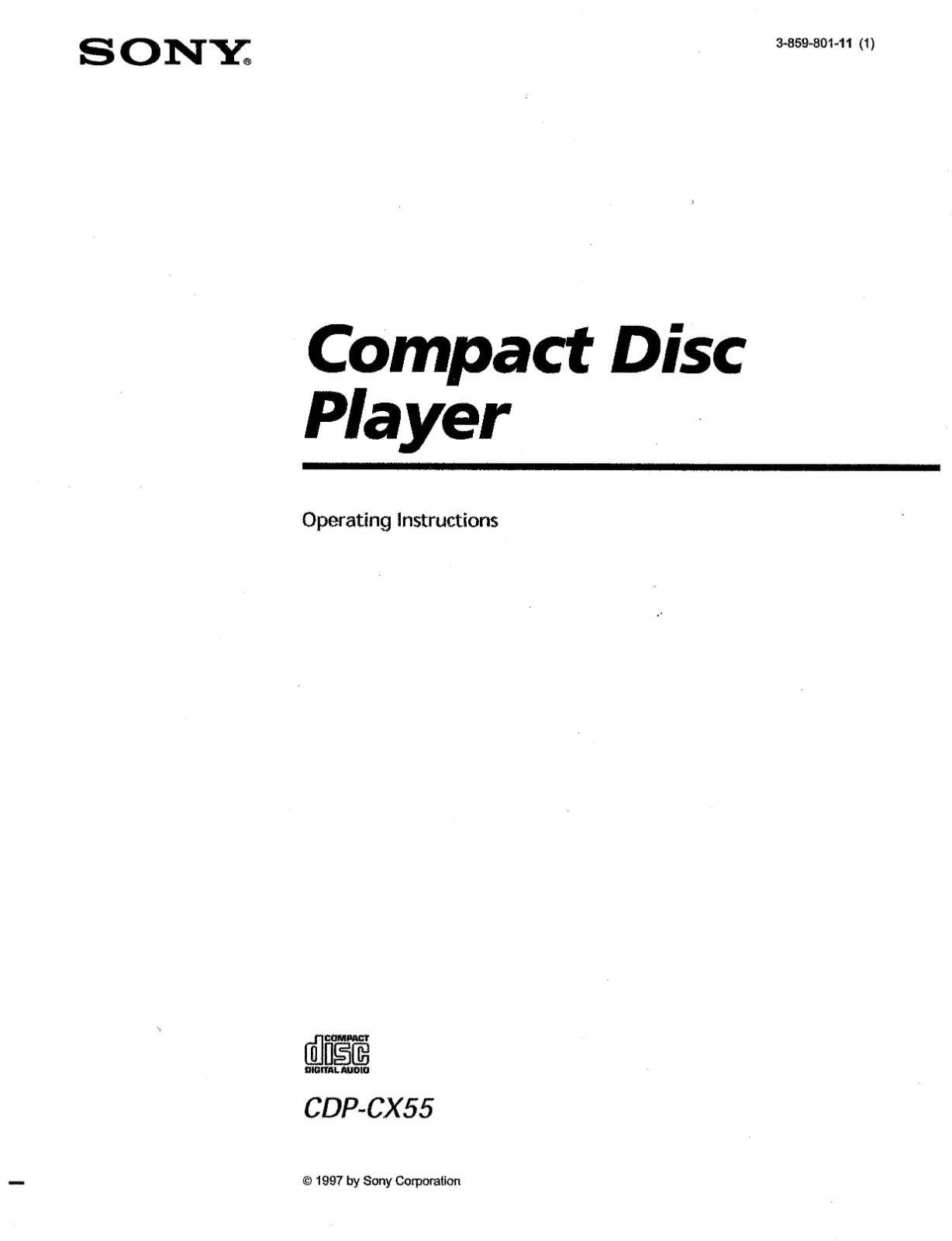 SONY CDP-CX55 CD/DVD Service & Operating Manuals ( On CD )