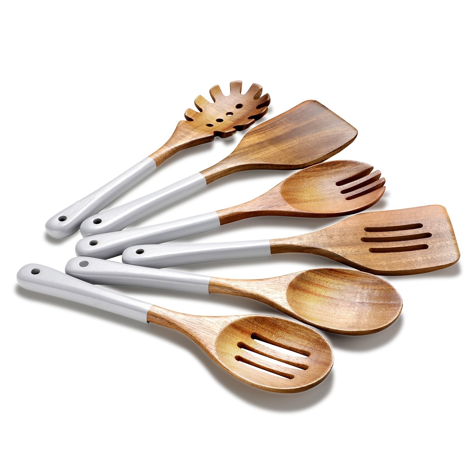 Wooden Spoons For Cooking, 6 Pieces Natural Acacia Wooden Cooking Utensils or...