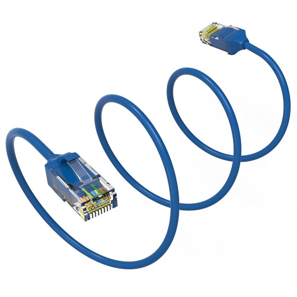 7FT CAT6 RJ45 Slim Ethernet LAN Network Patch Cable UTP Copper Wire 28AWG Blue