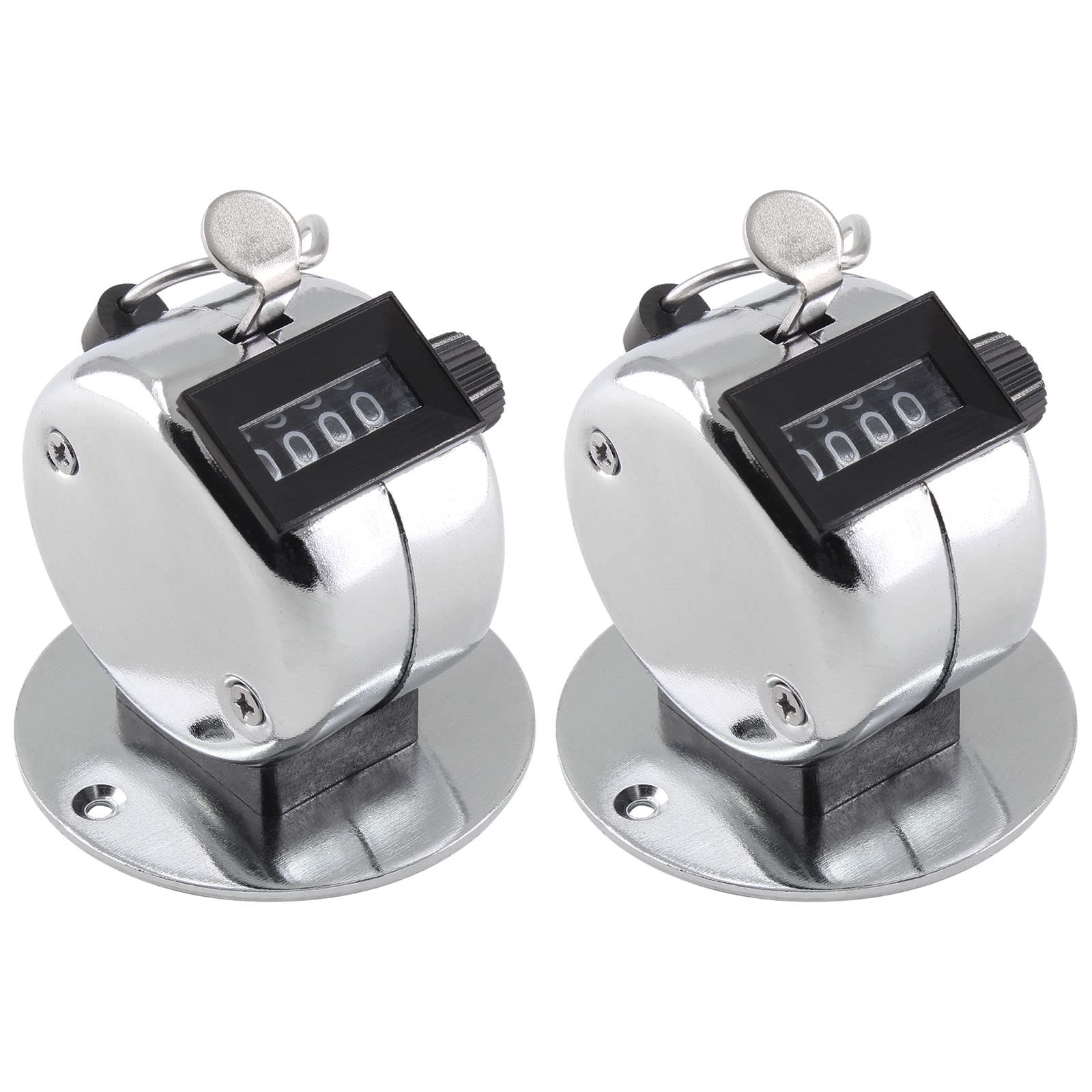 2 Pack Mechanical Tally Counters, 4 Digit Clicker for Handheld or Base Use