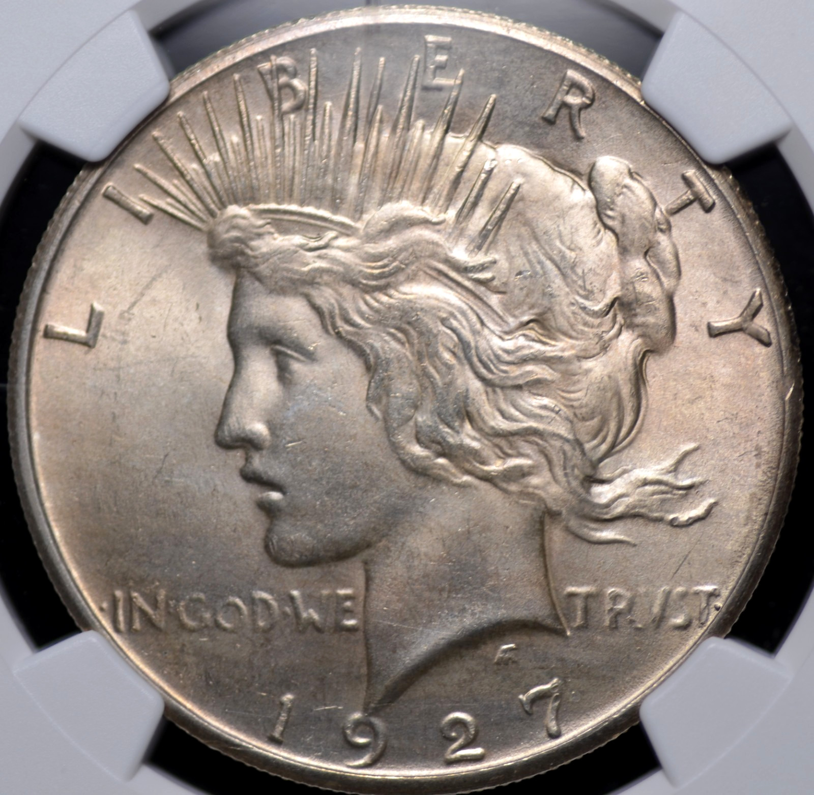 1927 PEACE DOLLAR NGC MS 64 GLOWING SATINY SMOOTH SURFACES WITH PALE GOLDEN ROSE