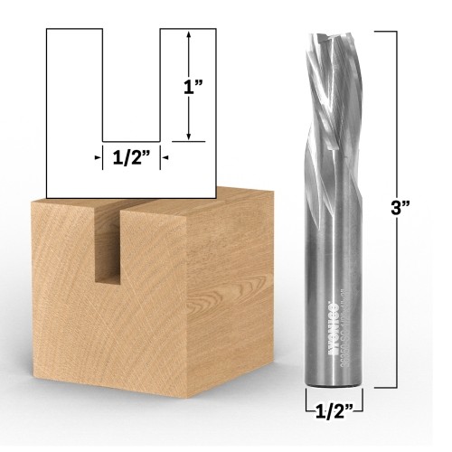 1/2" Dia. 3 Flute Low Helix Downcut Endmill - 1/2" Shank - Yonico 36350-SC
