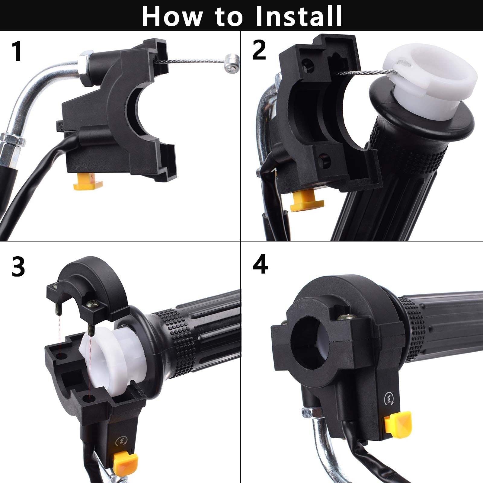 Twist Throttle Handle Grip Assembly + 36" Throttle Cable with Kill Switch Set...